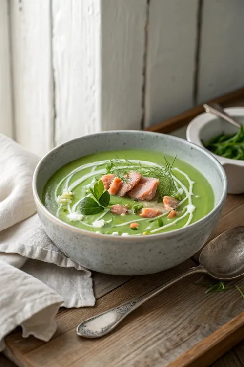 Erbsensuppe mit Forelle – cremig, aromatisch & perfekt für Genießer
