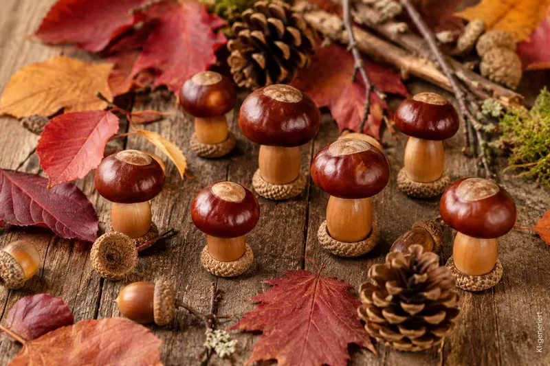 Herbstliche Naturdeko selber machen mit Kastanien und Naturmaterialien