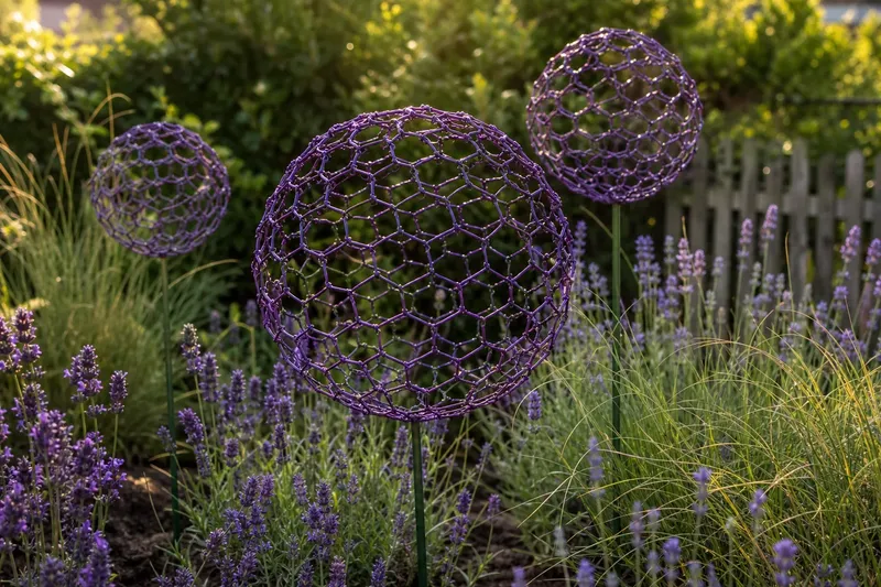 Echter Zierlauch verblüht, Allium aus Draht bleibt ganzjährig