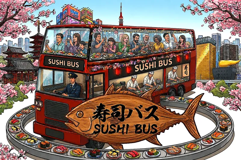 Tokyo Highlight: Im Sushi-Bus könnt Ihr Schlemmen & Sightseeing vereinen