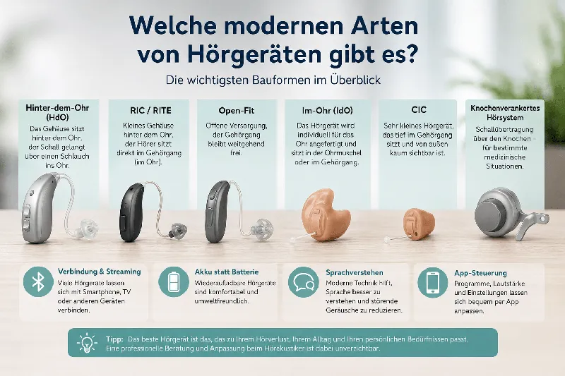 Welche modernen Arten von Hörgeräten gibt es?
