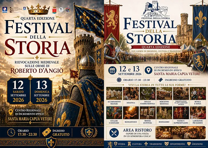 L'EVENTO - Torna il Festival della Storia a Santa Maria Capua Vetere: il 12 e 13 settembre il Centro Regionale di Incremento Ippico si trasforma in un villaggio medievale