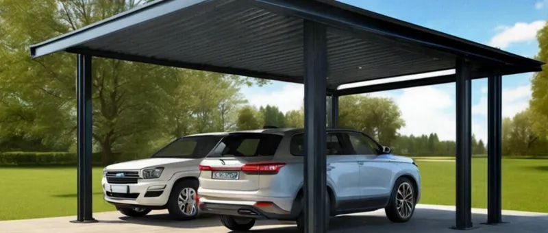 Doppelcarport mit Schuppen aus Alu und Metall modern & günstig