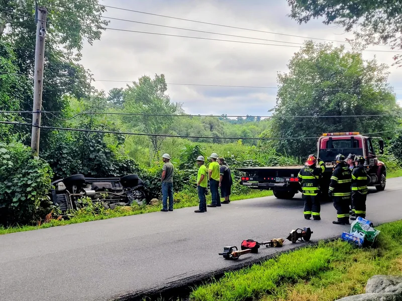 Vehicle rolls over on Pineswamp Road