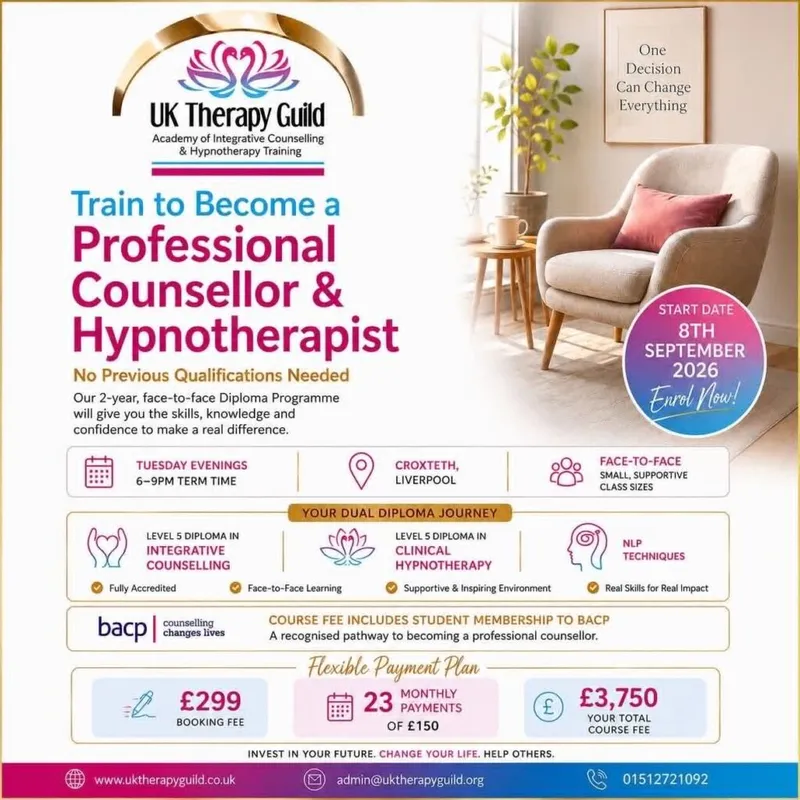 UK THERAPY GUILD’S NEW COUNSELLOR COURSE STARTING THIS SEPTEMBER!