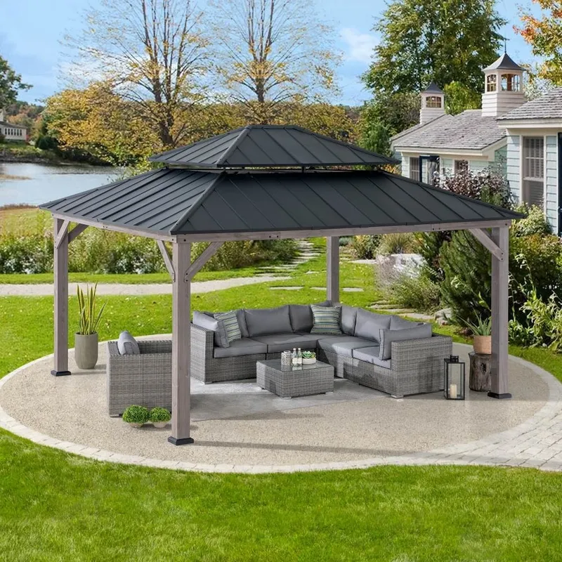 Integrating a Cedar Wood Gazebo into a Sloped Landscape