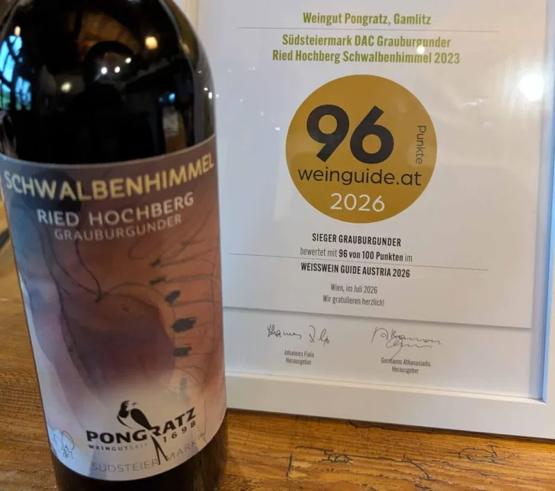 Grauburgunder Schwalbenhimmel vom Weingut Pongratz als bester Grauburgunder Österreichs ausgezeichnet