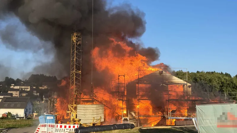 Gebäude stand in Vollbrand