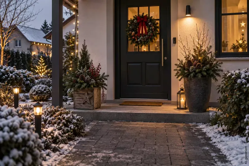 Weihnachtsdeko draußen: Haustür, Eingang und Garten gestalten