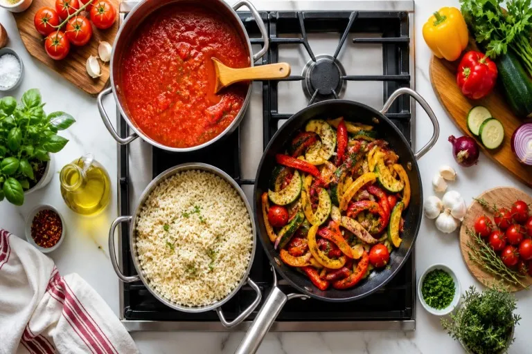Linsenpasta mit Tomaten und Rucola: proteinreiches Abendessen in kurzer Zeit