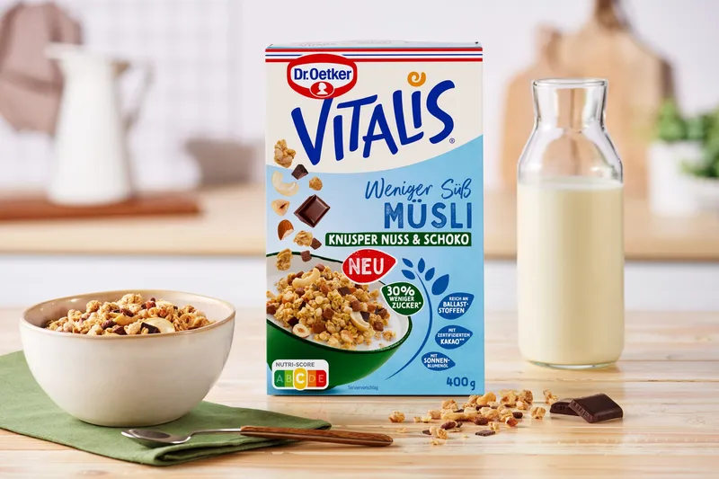 Weniger süß, voller Müsli-Geschmack: Dr. Oetker Vitalis Knusper Nuss & Schoko