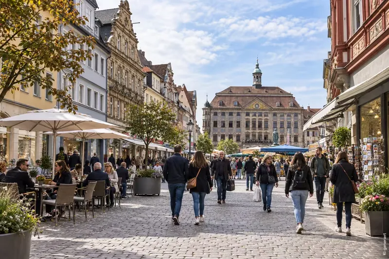 Innenstadt Coburg im Alltag – Einkaufen, Freizeit und Stadtleben