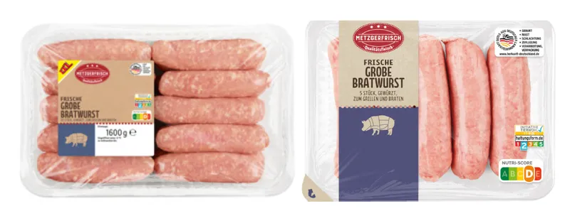 Rückruf: Rote Kunststoffteile in Metzgerfrisch Frische Grobe Bratwurst (400 g und 1.600 g)