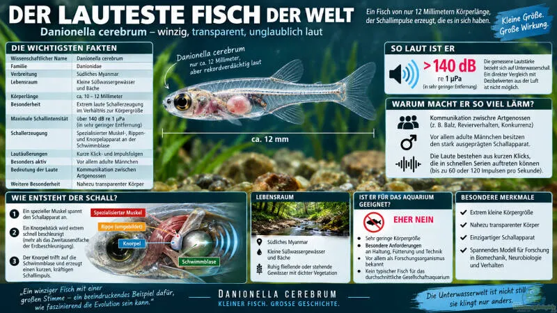 Der lauteste Fisch der Welt: Wie Danionella cerebrum mit 12 Millimetern für erstaunlichen Lärm sorgt von Tom