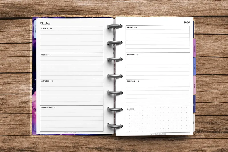 Planner Freebies – Woche auf zwei Seiten – Horizontal 2026