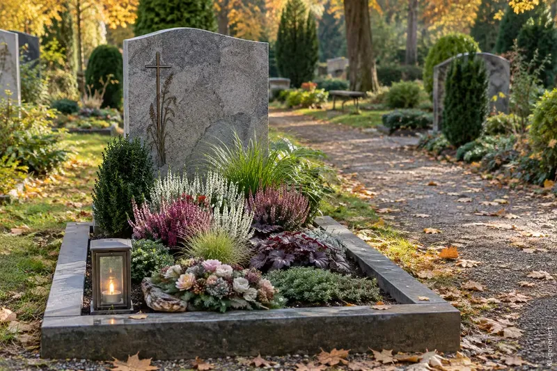 Welche Ideen eignen sich für eine herbstliche Grabgestaltung als Übergang für den Winter?