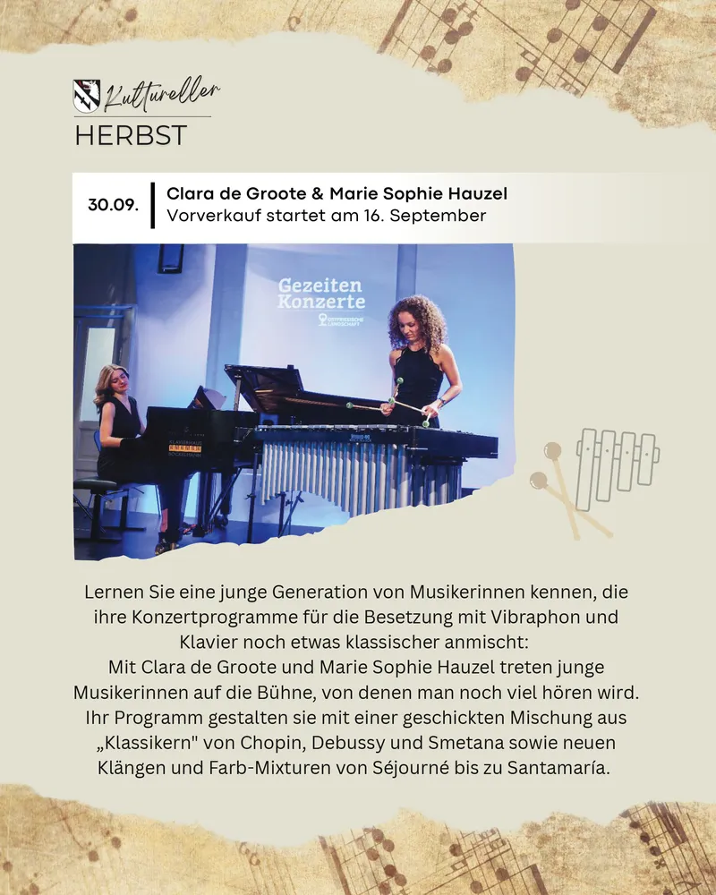 Vibraphon und Klavier treffen beim Kulturellen Herbst aufeinander