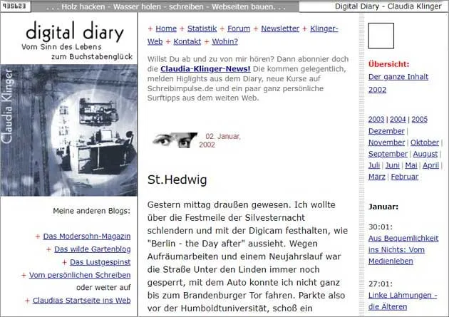 Das Digital Diary-Blogdesign im 27. Jahr: fast unverändert