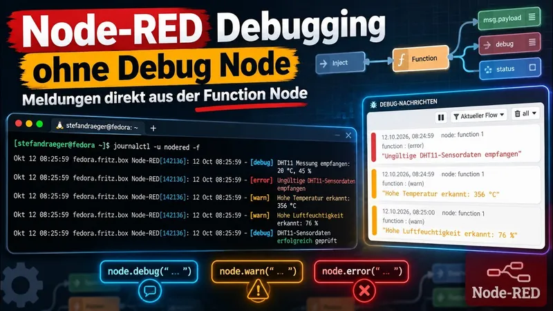 Node-RED Debugging ohne Debug Node: Meldungen direkt aus der Function Node