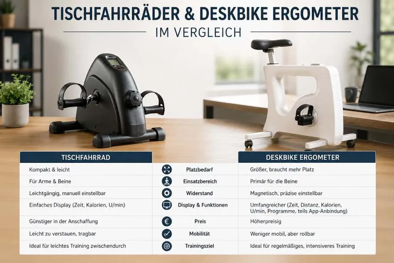 Tischfahrräder und Deskbike Ergometer im Vergleich