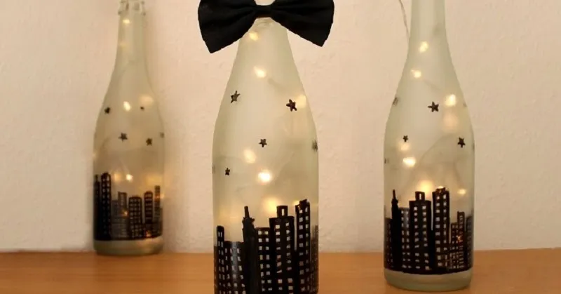 DIY - SKYLINE LEUCHTFLASCHEN MIT GLASMALSTIFTEN GESTALTEN