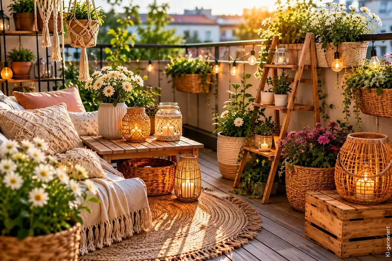 So kannst du mit wenig Budget Balkon Deko selber machen