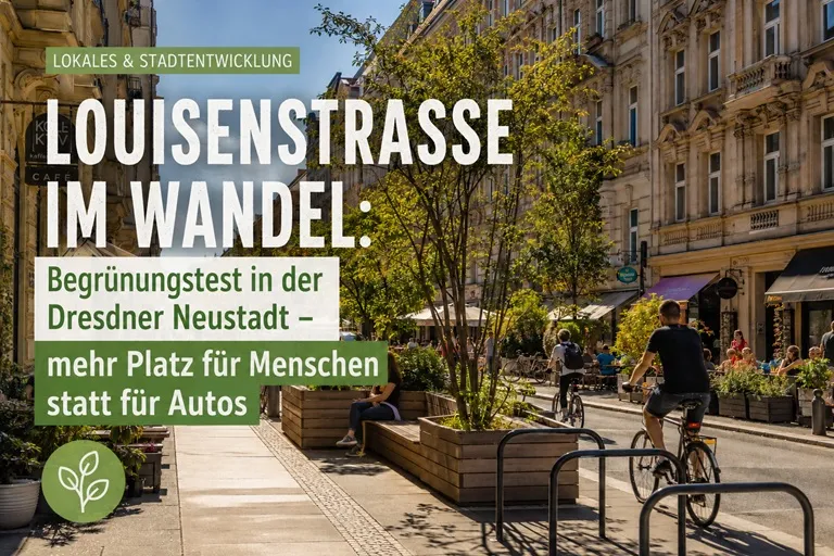 Louisenstraße im Wandel: Begrünungstest in der Dresdner Neustadt – mehr Platz für Menschen statt für Autos