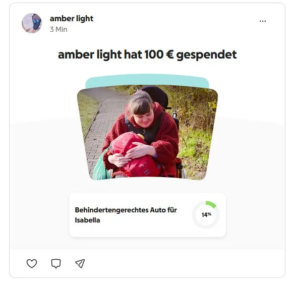 NCL Kinderdemenz Spendenaufruf gofundme Behindertengerechtes Auto für Isabella