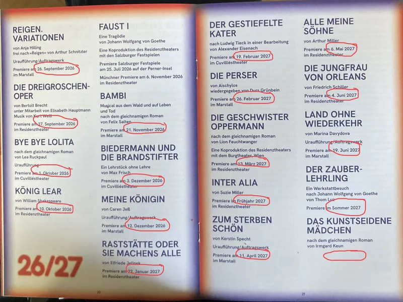 THEATER: Einige Premieren der Spielzeit 2026/2027