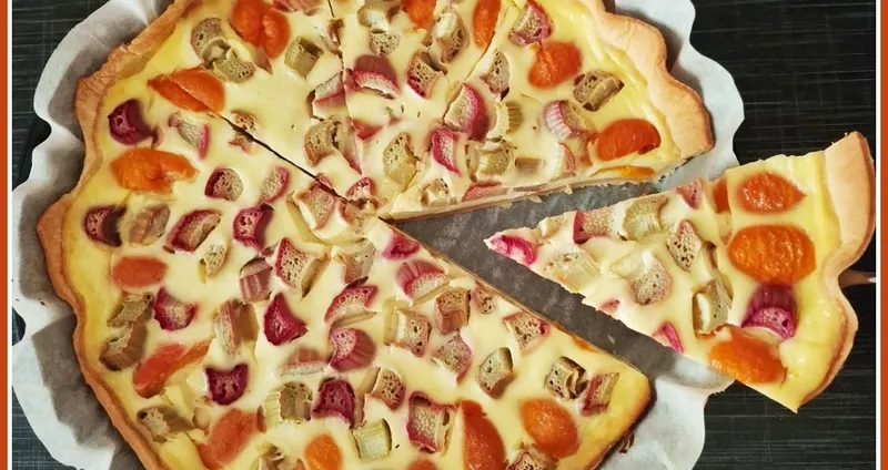 Rhabarbertarte mit Aprikose und Joghurtguss