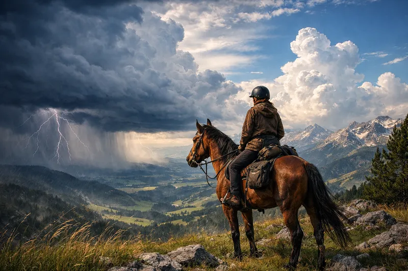 Wetter beim Wanderreiten: Unwetter früh erkennen, richtig handeln und auch im Regen sicher bleiben
