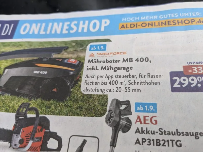 Eure Erfahrungen mit dem Aldi mähroboter mb400