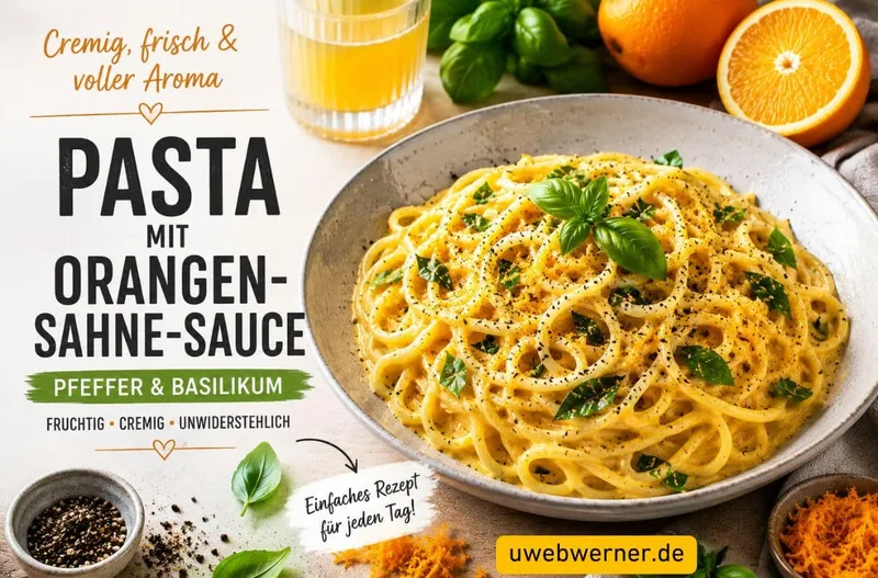 Pasta in Orangen-Sahne-Sauce