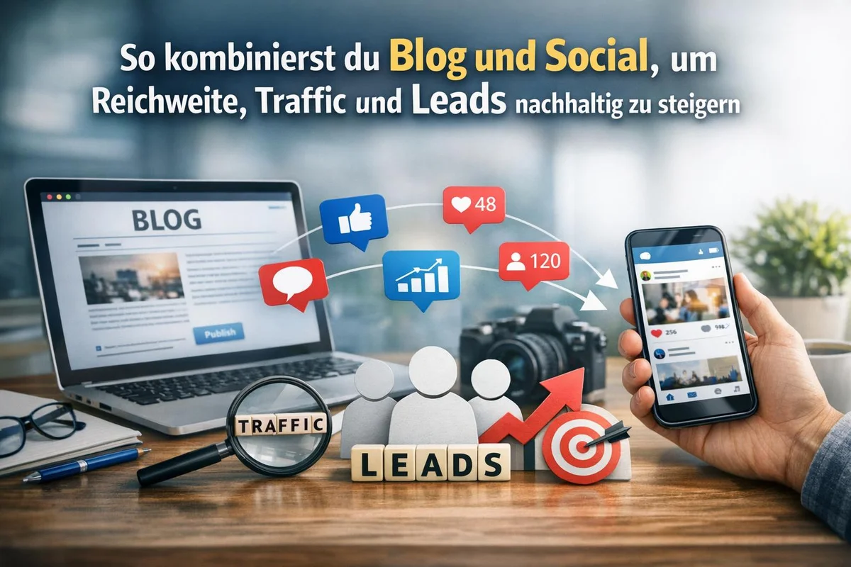 So kombinierst du Blog und Social, um Reichweite, Traffic und Leads nachhaltig zu steigern
