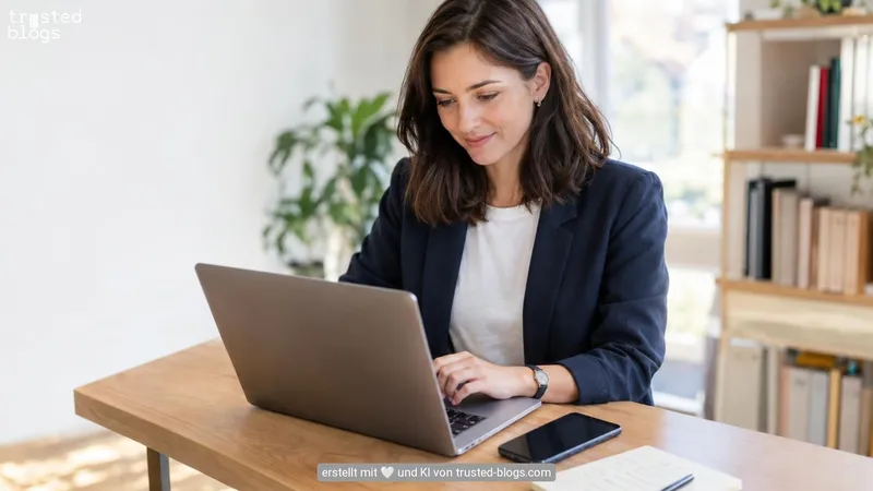 Frau richtet am Laptop eine Verbindung ein